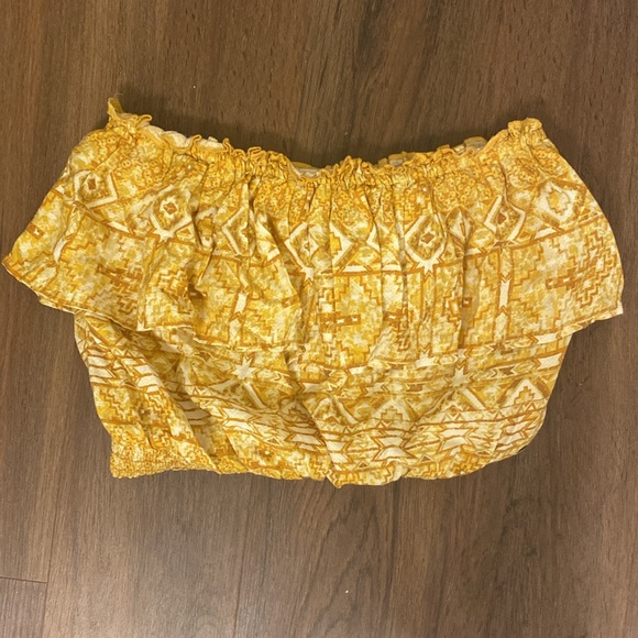 Roxy Inca Gold Desert Til Ruffle Collier Tube Top - Picture 3 of 7